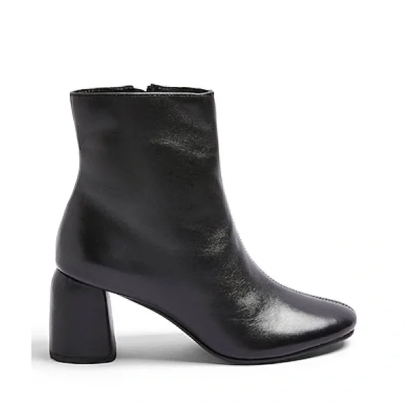 Topshop | Leather Block Heel Booties Boots in Black BOMBAY | size 38/ US 7.5 - Picture 2 of 9